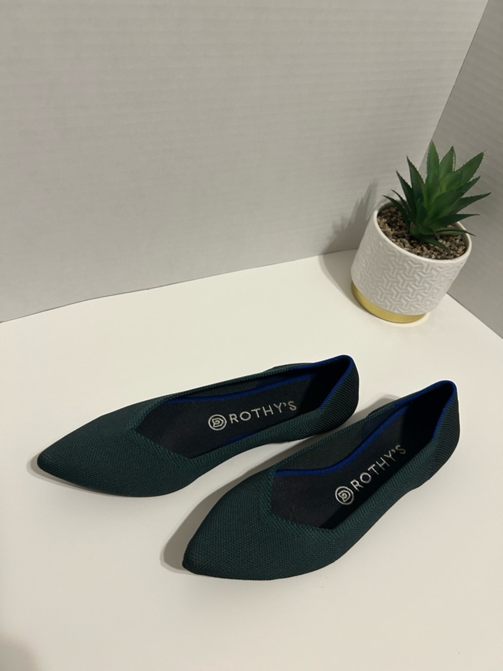 Rothy's Pointed Knit Flats in Deep Teal